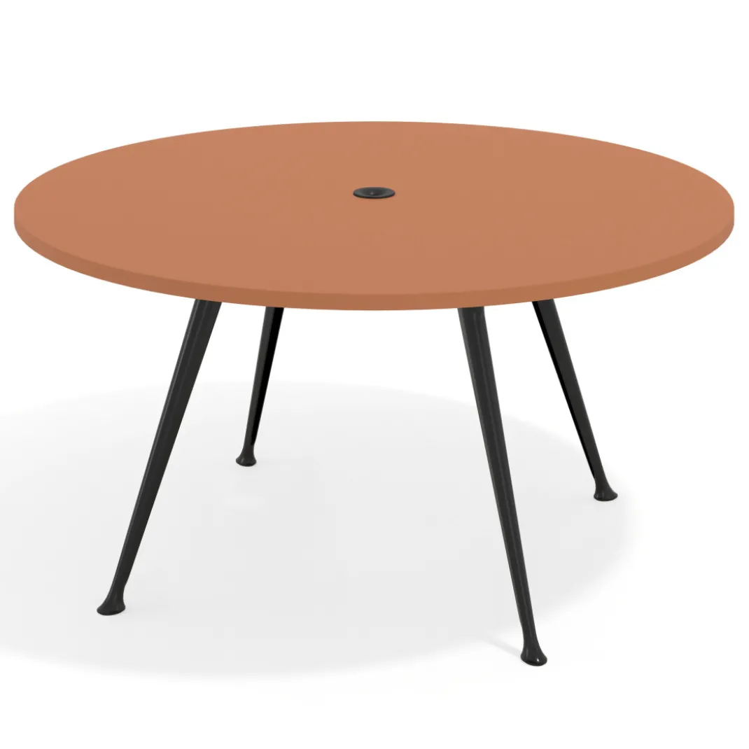 Mesa de juntas redonda, diametro 150, patas de aluminio, estructura negra