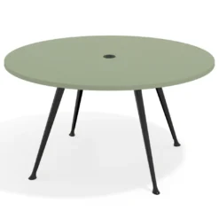 Mesa de juntas redonda, diametro 150, patas de aluminio, estructura negra
