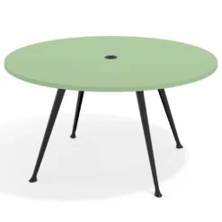 Mesa de juntas redonda, diametro 150, patas de aluminio, estructura negra