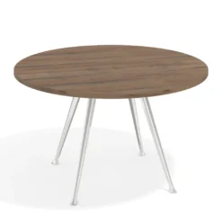 Mesa de juntas redonda, diametro 130, patas de aluminio, estructura cromada