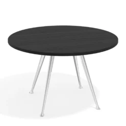 Mesa de juntas redonda, diametro 130, patas de aluminio, estructura cromada
