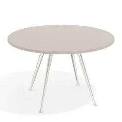 Mesa de juntas redonda, diametro 130, patas de aluminio, estructura cromada