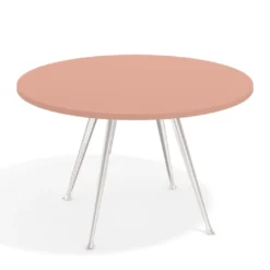 Mesa de juntas redonda, diametro 130, patas de aluminio, estructura cromada