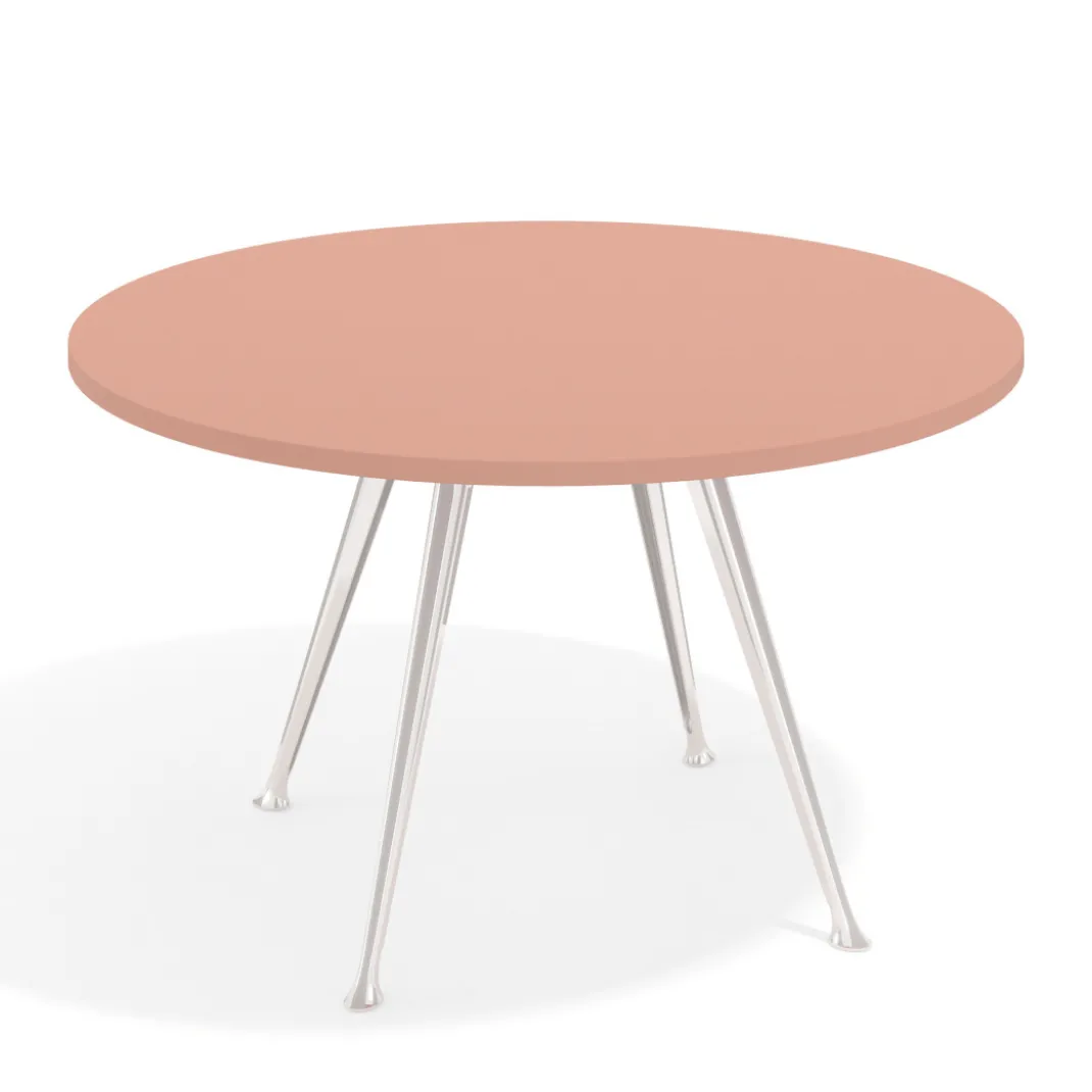 Mesa de juntas redonda, diametro 130, patas de aluminio, estructura cromada