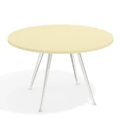 Mesa de juntas redonda, diametro 130, patas de aluminio, estructura cromada