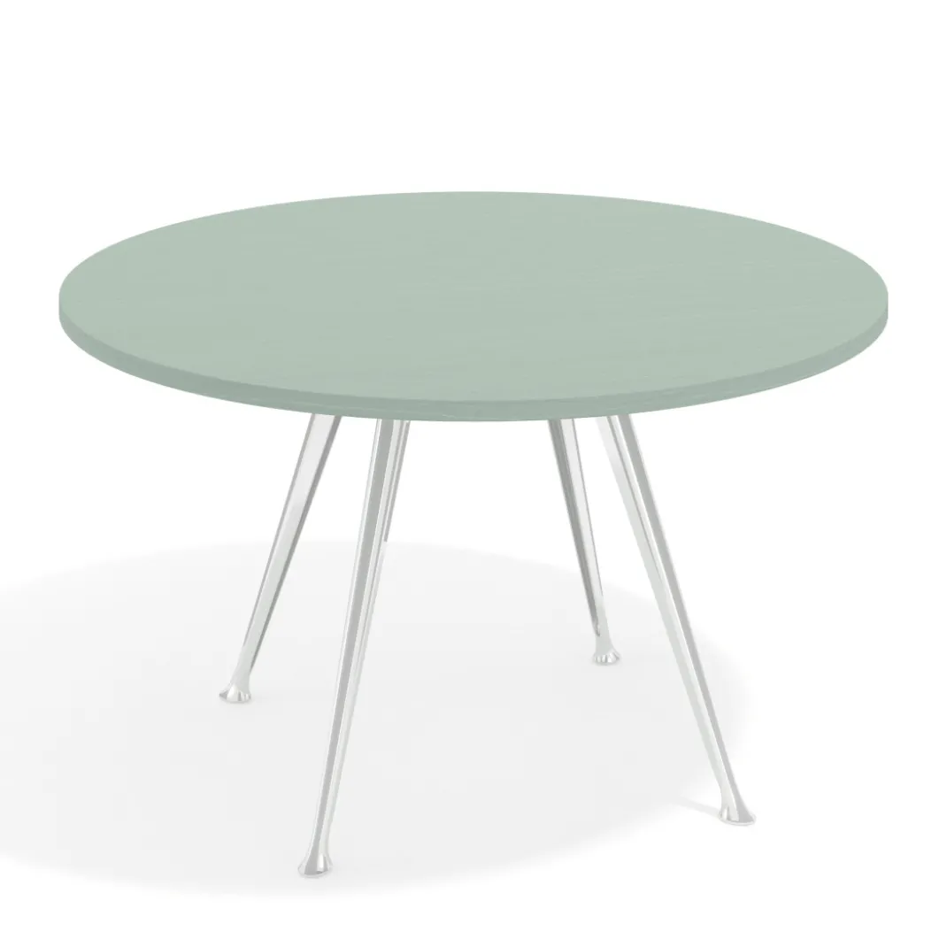 Mesa de juntas redonda, diametro 130, patas de aluminio, estructura cromada