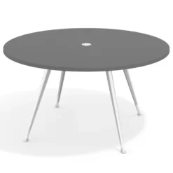 Mesa de juntas redonda, diametro 150, patas de aluminio, estructura cromada