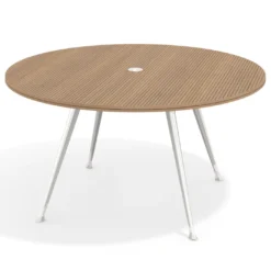 Mesa de juntas redonda, diametro 150, patas de aluminio, estructura cromada