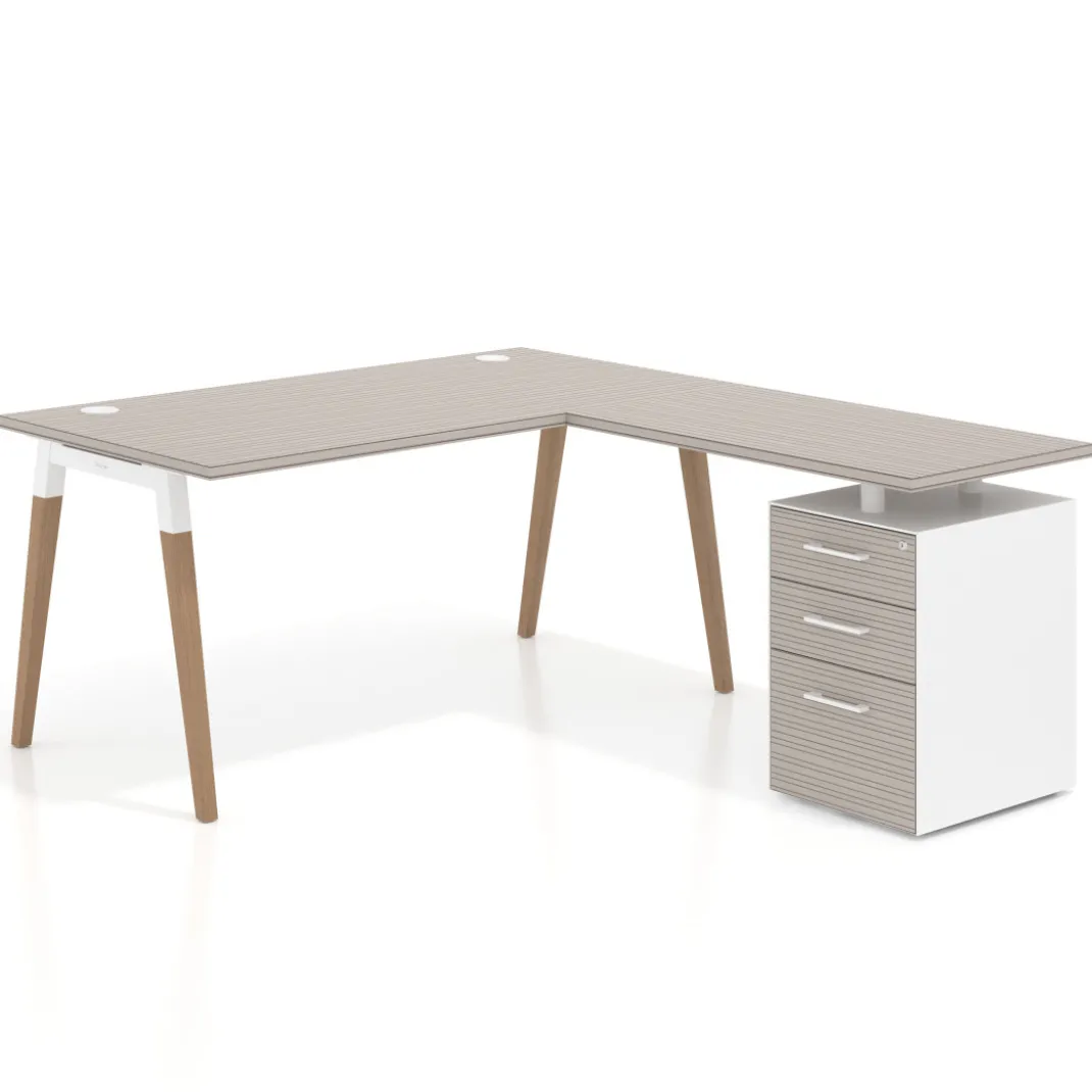 Mesa de oficina con cajones Arki, frontales de melamina