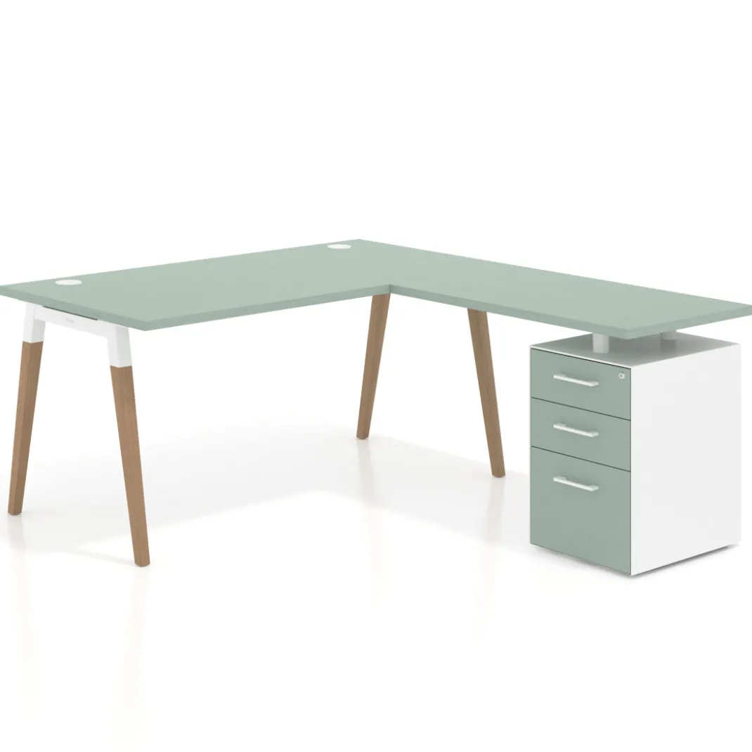 Mesa de oficina con cajones Arki, frontales de melamina