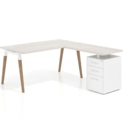 Mesa de oficina con cajones Arki, frontales de metal