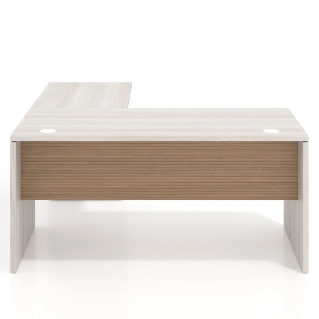 Mesa de Oficina con cajones Work Plus fondo 80, frontales melamina diseño rayado