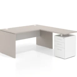 Mesa de Oficina con cajones Work Plus fondo 80, frontales de metal diseño bicolor