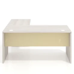 Mesa de Oficina con cajones Work Plus fondo 80, ala corta, frontales de metal diseño rayado
