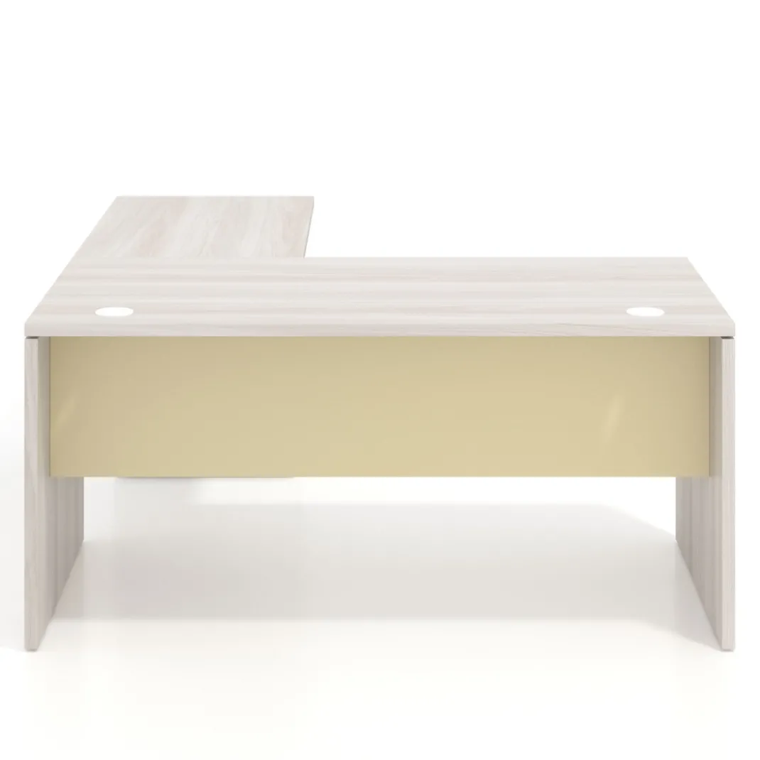 Mesa de Oficina con cajones Work Plus fondo 80, ala corta, frontales de metal diseño rayado