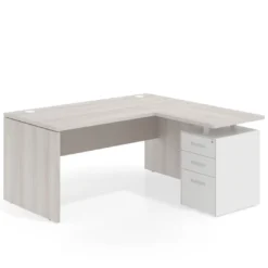 Mesa de Oficina con cajones Work Plus fondo 80, ala corta, frontales de metal estructura california