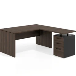Mesa de Oficina con cajones Work Plus fondo 80, ala corta, frontales de metal diseño monocolor