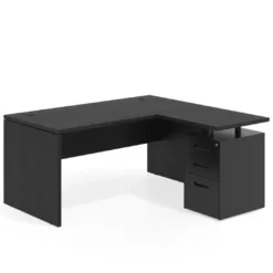 Mesa de Oficina con cajones Work Plus fondo 80, ala corta, frontales de metal diseño monocolor