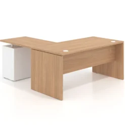 Mesa de Oficina con cajones Work Plus fondo 80, ala corta, frontales de metal diseño monocolor