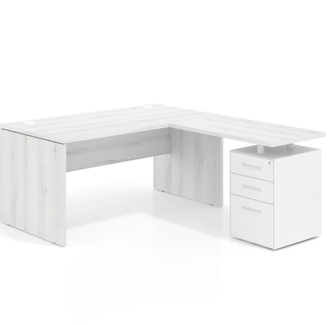 Mesa de Oficina con cajones Work Plus fondo 80, frontales de metal diseño monocolor