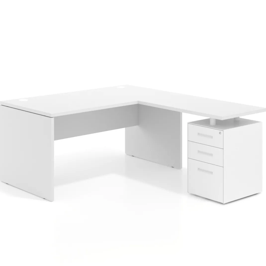 Mesa de Oficina con cajones Work Plus fondo 80, frontales de metal diseño monocolor