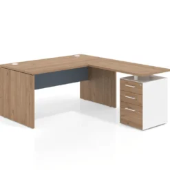 Mesa de Oficina con cajones Work Plus fondo 80, frontales melamina estructura naturale