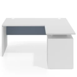 Mesa de Oficina con cajones Work Plus fondo 80, ala corta, frontales de metal estructura blanco mate