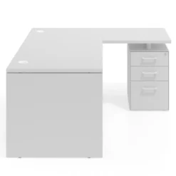 Mesa de Oficina con cajones Work Plus, ala corta, fondo 80, frontales melamina estructura blanco mate