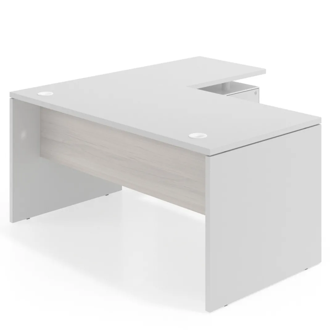 Mesa de Oficina con cajones Work Plus fondo 80, frontales de metal estructura blanco mate