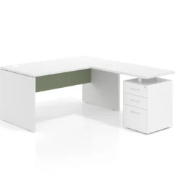 Mesa de Oficina con cajones Work Plus fondo 80, frontales de metal estructura blanco mate