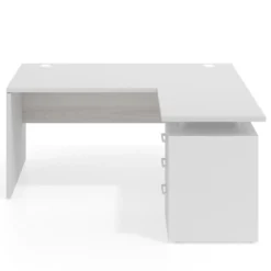 Mesa de Oficina con cajones Work Plus, ala corta, fondo 80, frontales melamina estructura blanco mate