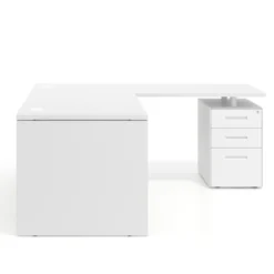 Mesa de Oficina con cajones Work Plus fondo 80, frontales de metal estructura blanco mate