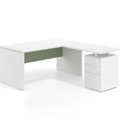 Mesa de Oficina con cajones Work Plus fondo 80, frontales melamina estructura blanco mate