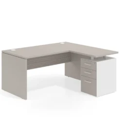 Mesa de Oficina con cajones Work Plus, ala corta, fondo 80, frontales melamina diseño rayado