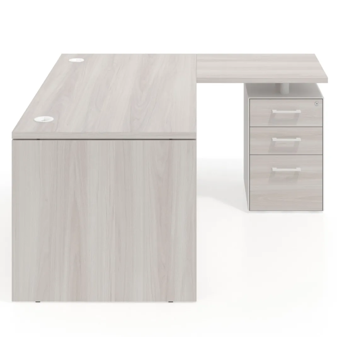 Mesa de Oficina con cajones Work Plus, ala corta, fondo 80, frontales melamina diseño rayado