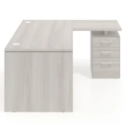 Mesa de Oficina con cajones Work Plus, ala corta, fondo 80, frontales melamina diseño rayado