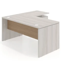 Mesa de Oficina con cajones Work Plus, ala corta, fondo 80, frontales melamina diseño rayado