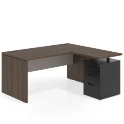 Mesa de Oficina con cajones Work Plus fondo 80, ala corta, frontales de metal estructura mistral