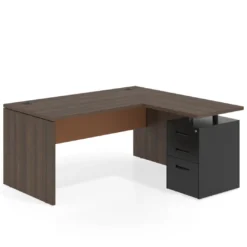 Mesa de Oficina con cajones Work Plus fondo 80, ala corta, frontales de metal estructura mistral
