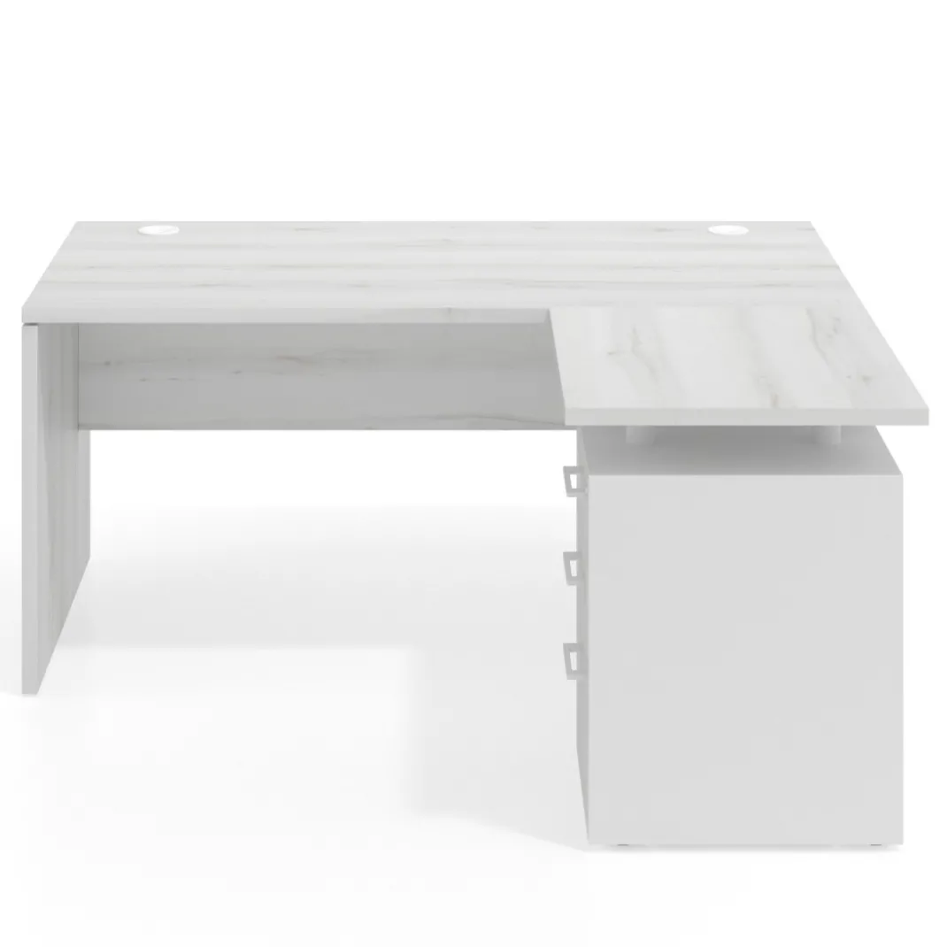 Mesa de Oficina con cajones Work Plus, ala corta, fondo 80, frontales melamina diseño monocolor