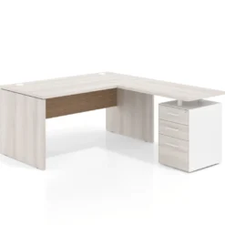 Mesa de Oficina con cajones Work Plus fondo 80, frontales melamina diseño rayado