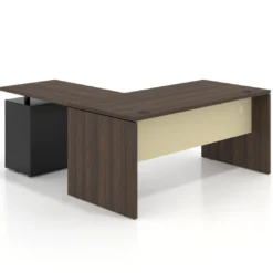 Mesa de Oficina con cajones Work Plus fondo 80, frontales melamina estructura mistral