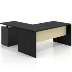 Mesa de Oficina con cajones Work Plus fondo 80, frontales melamina estructura bocamina