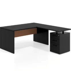 Mesa de Oficina con cajones Work Plus fondo 80, frontales melamina estructura bocamina