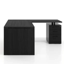 Mesa de Oficina con cajones Work Plus fondo 80, frontales melamina estructura bocamina