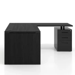 Mesa de Oficina con cajones Work Plus fondo 80, frontales de metal estructura bocamina