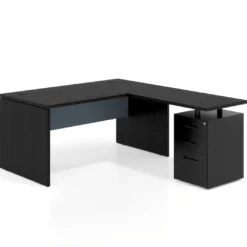 Mesa de Oficina con cajones Work Plus fondo 80, frontales de metal estructura bocamina