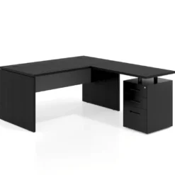 Mesa de Oficina con cajones Work Plus fondo 80, frontales de metal estructura bocamina