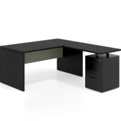 Mesa de Oficina con cajones Work Plus fondo 80, frontales de metal estructura bocamina