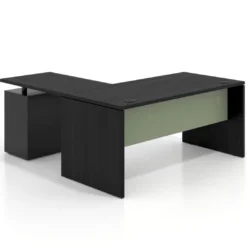Mesa de Oficina con cajones Work Plus fondo 80, frontales de metal estructura bocamina